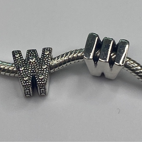 Sterling Silver Letter W Charm - Picture 5 of 10